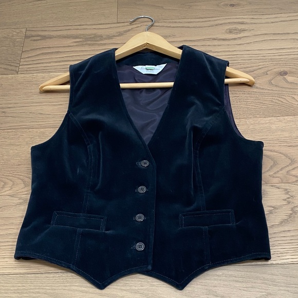 Surrey Classics Canada Tops - Vintage Canadian Velvet Vest, Surrey Classics, 1980s Black